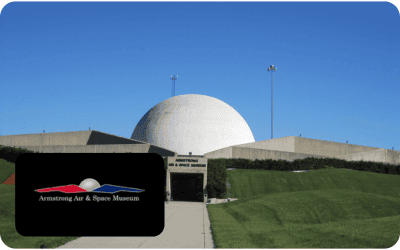 Armstrong Air and Space Museum logo and front of building