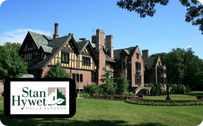 Stan Hywet Hall and Gardens brown brick front entrance