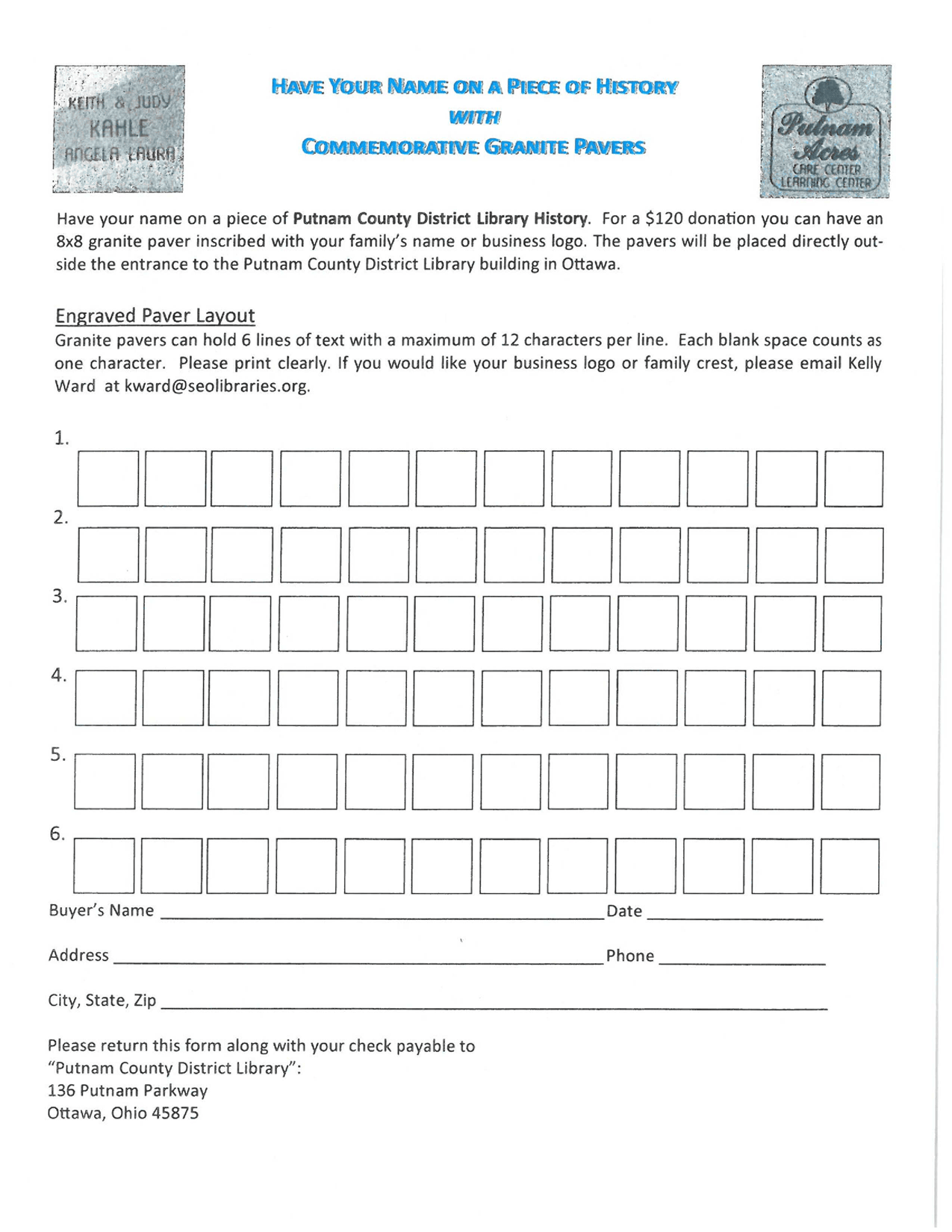 Commemorative Paver Form