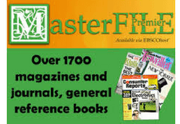 MasterFILE Premier Available via EBSCOhost, over 1700 magazines and journals, general reference books