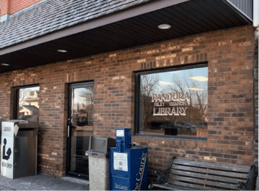 Pandora Riley Branch Library building with library book drop