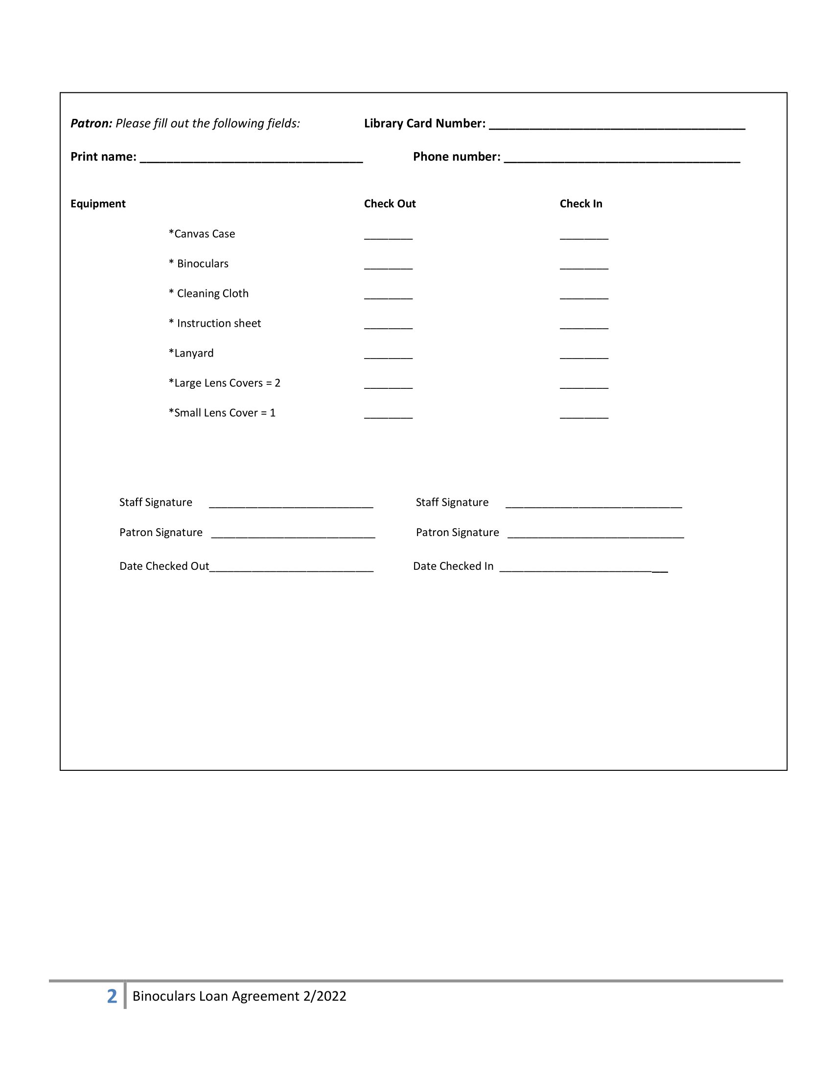 Binocular Loan Agreement page 2