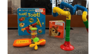 2 board books 3 rattles do it yourself horn