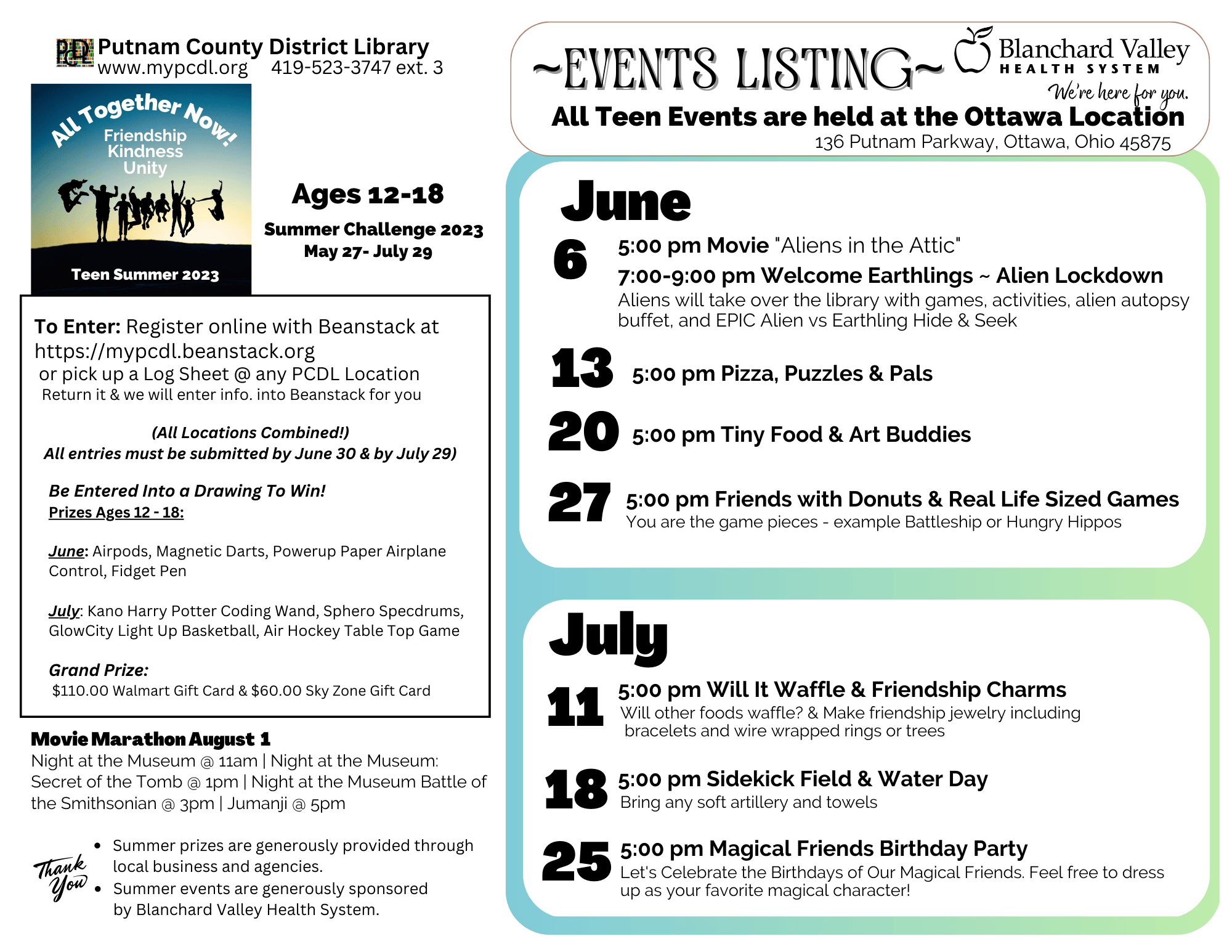 Summer Events Teen 2023