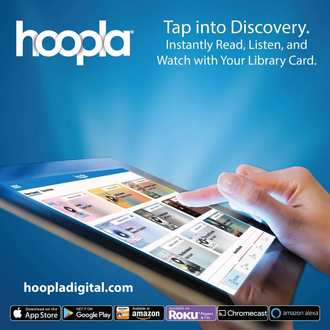 tablet hands hoopla tap into discovery instant read listen and watch with your library card hoopladigital.com