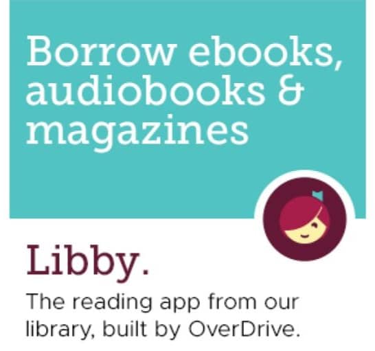 Borrow ebooks audiobooks magazines Libby the reading app from our library built by Overdrive girl's face burgandy hair blue bow