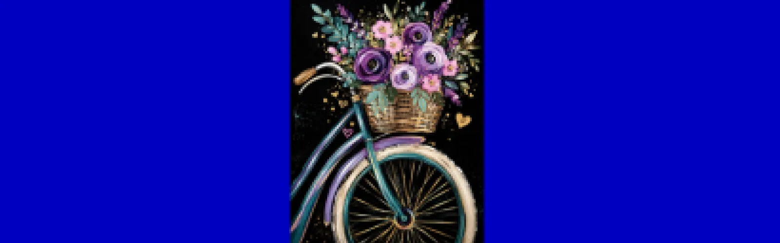 Bicycle on basket with flowers