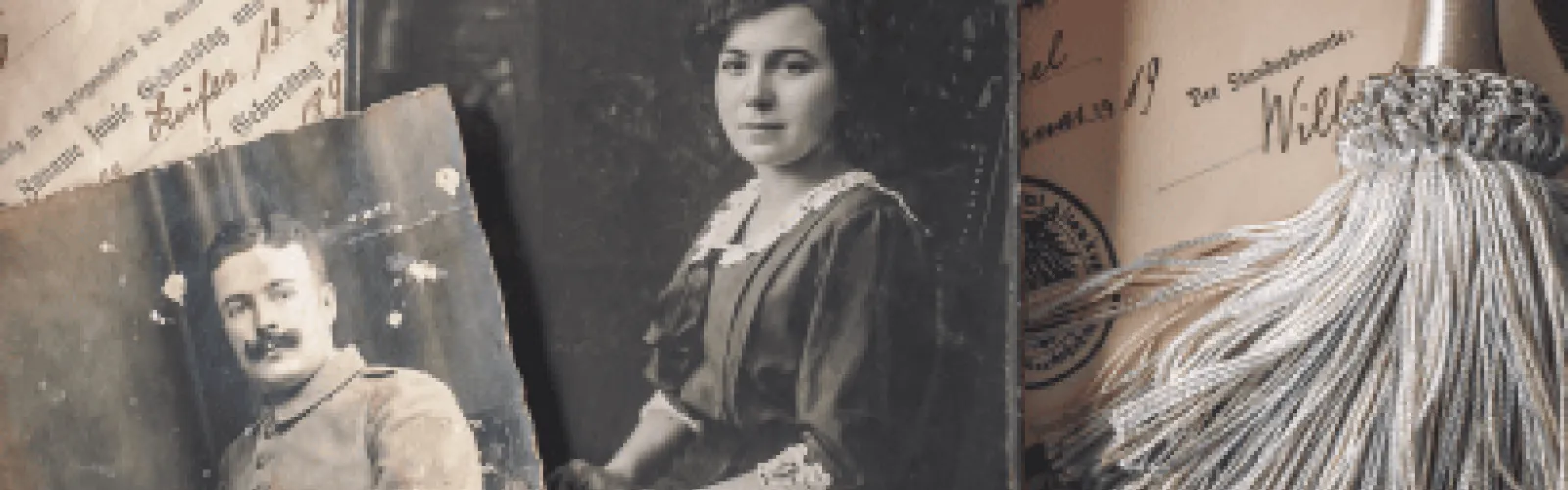  man woman tassel on an old document