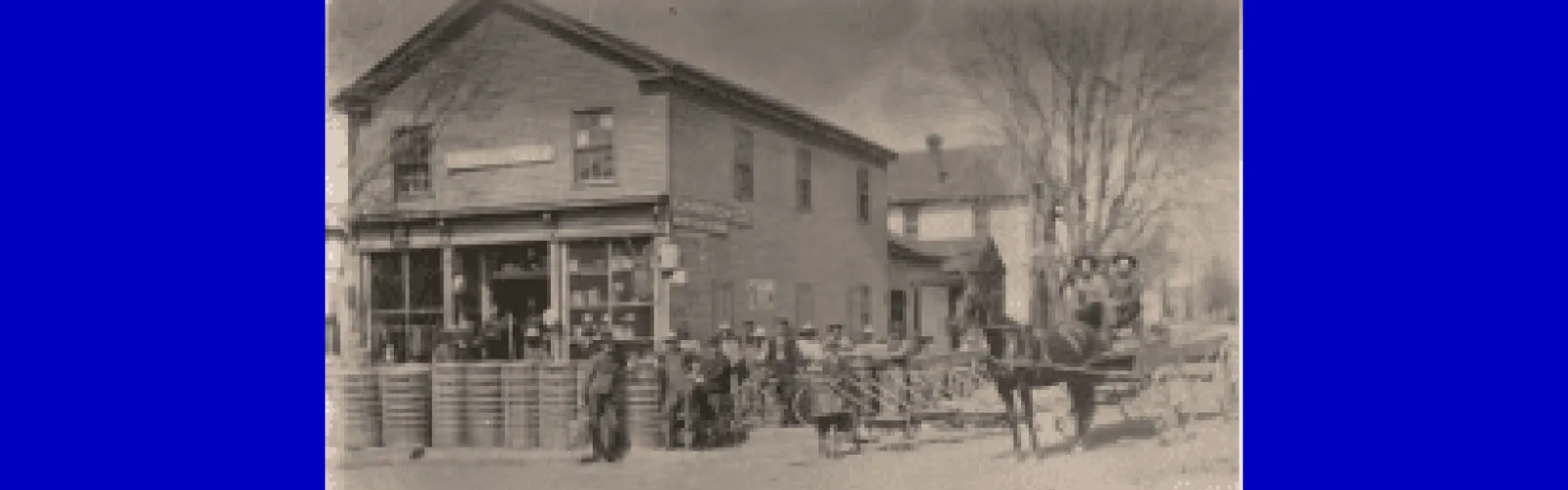 store fencing in front horse and wagon