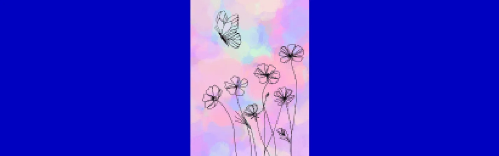 daisies and butterfly on pastel background