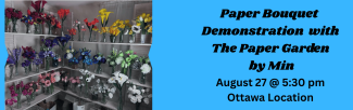 bouquets of flowers on shelves Paper Bouquet Demonstration with the Paper Garden by Min August 27 5:30 pm Ottawa Location